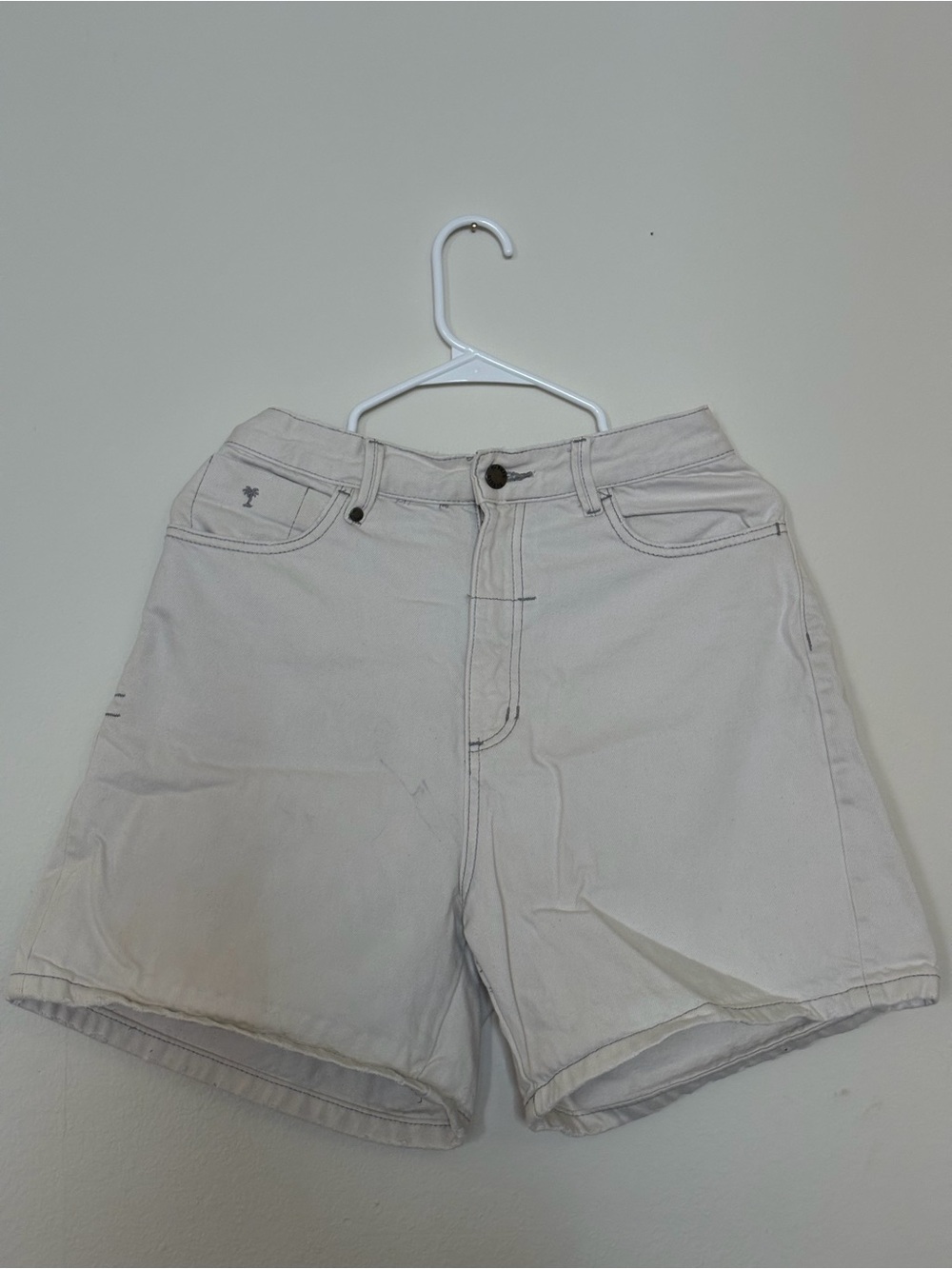Thrills Light Cream High-Waist Jean Shorts
